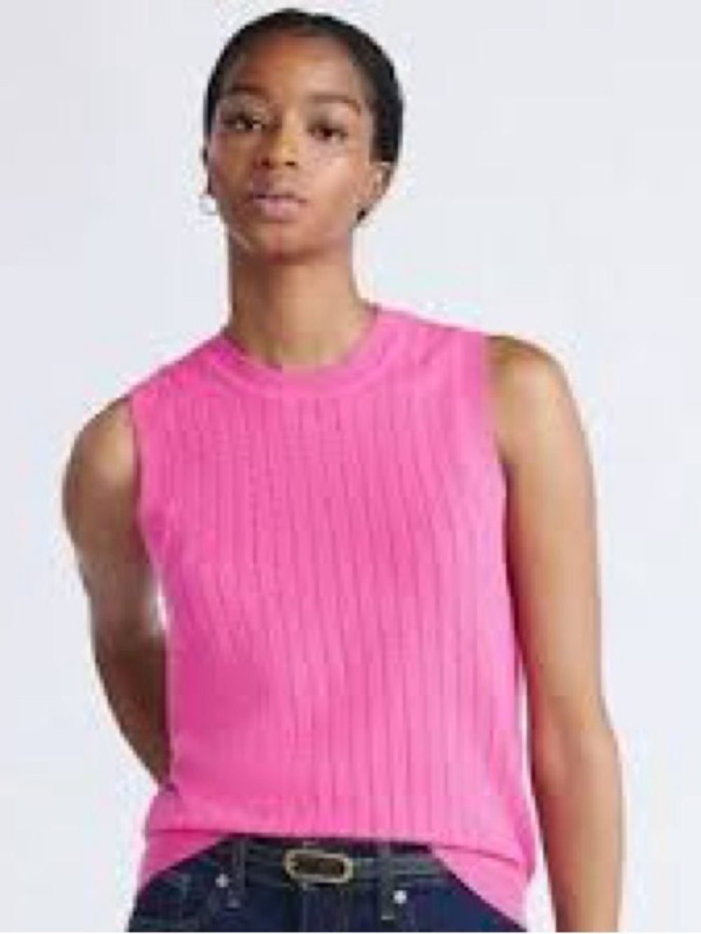 Free Assembly Sleeveless Cable Knit Tank Top in Bright Pink